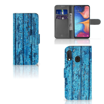 Samsung Galaxy A20e | Book Style Case | Wood Blue
