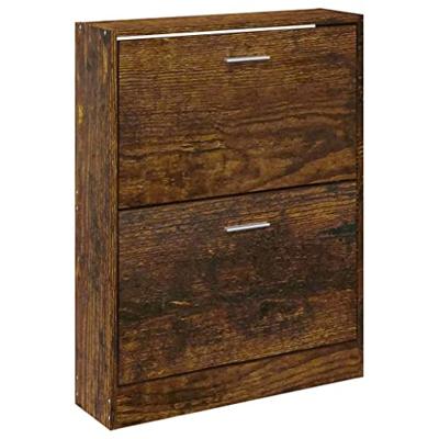VidaXL Schoenenkast 59x17x81 cm bewerkt hout gerookt eikenkleurig