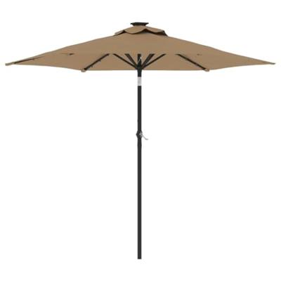 VidaXL Parasol met led&apos;s en stalen paal 225x225x212 cm taupe