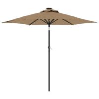 VidaXL Parasol met led&apos;s en stalen paal 225x225x212 cm taupe - thumbnail