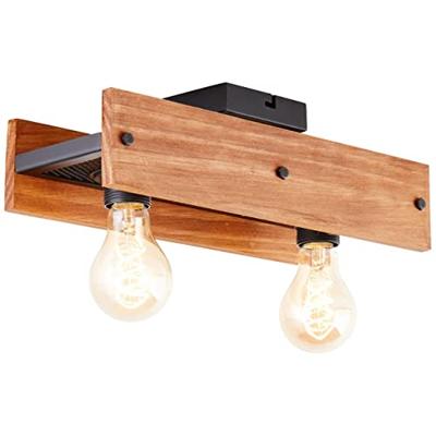 Brilliant PlafondlampCalandra 2-lichts zwart met houtbruin - 99449/76