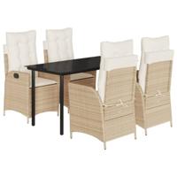 5-delige Tuinset met kussens poly rattan beige - thumbnail