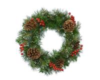 Kerstkrans krans bes d50h15 cm groen/wit Everlands - Everlands - thumbnail