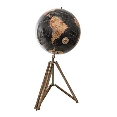 Clayre & Eef Wereldbol 31x31x67 cm Zwart Hout Metaal Globe