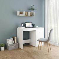 Bureau 100x50x76 cm bewerkt hout wit - thumbnail