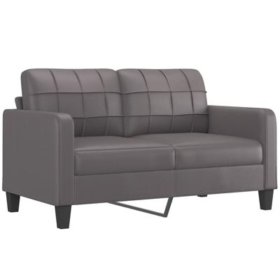 2-delige Loungeset met kussens kunstleer grijs - thumbnail