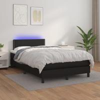 Boxspring met matras en LED kunstleer zwart 120x200 cm - thumbnail
