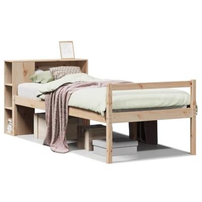 Bed met boekenkast zonder matras massief grenenhout 90x190 cm