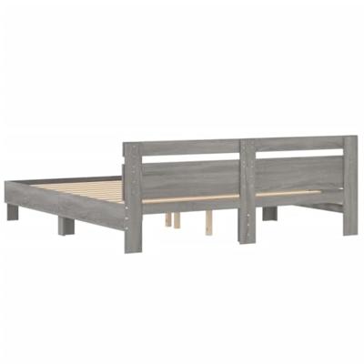 Bedframe met hoofdeinde bewerkt hout grijs sonoma 180x200 cm