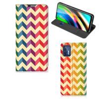 Motorola Moto G9 Plus Hoesje met Magneet Zigzag Multi Color - thumbnail