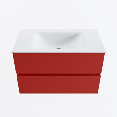 MONDIAZ VICA 80cm badmeubel onderkast Fire 2 lades. Wastafel CLOUD midden zonder kraangat, kleur Talc.