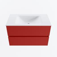 MONDIAZ VICA 80cm badmeubel onderkast Fire 2 lades. Wastafel CLOUD midden zonder kraangat, kleur Talc. - thumbnail