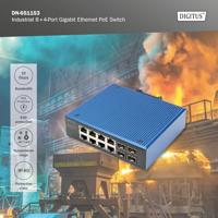 Digitus DN-651153 Industrial Ethernet Switch 8 + 4 poorten 10 / 100 / 1000 MBit/s PoE-functie - thumbnail