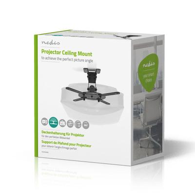 Nedis PJCM100BK Plafondbeugel Voor Projector 360° Draaibaar Max. 10 Kg Afstand Tot De Muur Van 130 Mm Zwart