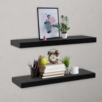 VidaXL Wandschappen zwevend 2 st 80x20x3,8 cm zwart - thumbnail