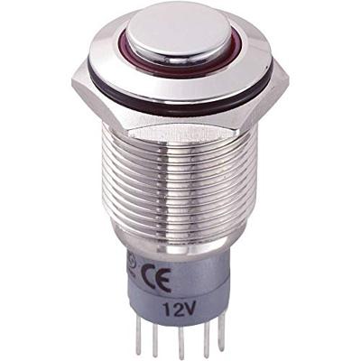 TRU COMPONENTS 701847 LAS2GQH-11ZE/R/12V/N/P Vandalismebestendige drukschakelaar 250 V/AC 3 A 1x aan/aan Continu Rood 1 stuk(s)