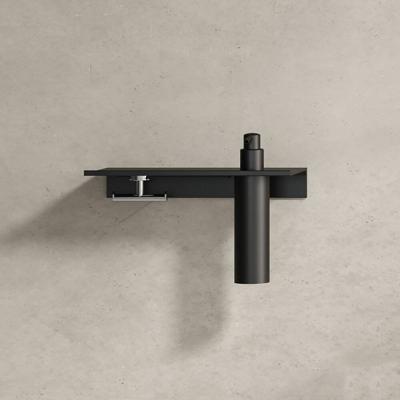 Planchet met zeepdispenser en handdoekhaak Geesa Leev 28 cm Zwart Chroom Geesa