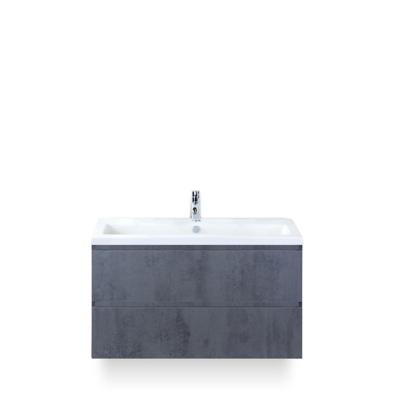 Vogue Badmeubelset 100 cm - Greeplijst in kleur - Beton Antraciet - Keramische Wastafel Wit 1 kraangat