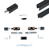 Xperta set 6m rail - Zwart - wand z. vloerpl. - Enkele deur - Deurdikte 50-55mm - inbouw manual fix - thumbnail