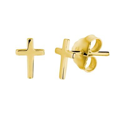 Oorknoppen Kruis zilver goudkleurig 7.5 x 5 mm