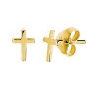 Oorknoppen Kruis zilver goudkleurig 7.5 x 5 mm - thumbnail