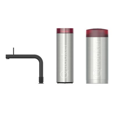 Quooker Front Keukenkraan Set - Kokend Warm- en Koud Water - Zwart - met COMBI+ Reservoir & CUBE - Direct Gekoeld Bruisend Water