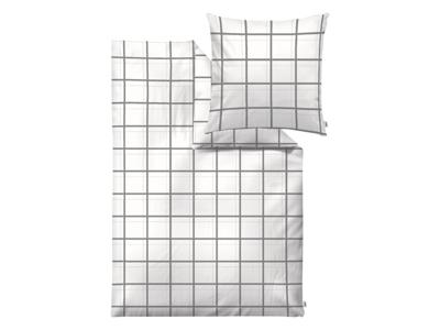 s.Oliver Mako satijnen dekbedovertrek 140 x 200 cm (Wit/grijs)