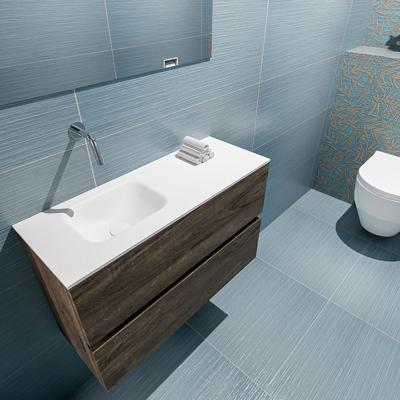 MONDIAZ ADA 80cm toiletmeubel dark brown. LEX wastafel talc links zonder kraangat MONDIAZ ADA 80cm toiletmeubel dark brown. LEX wastafel talc links zonder kraangat