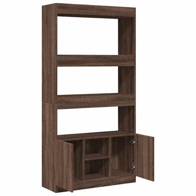 Hoge kast 92x33x180 cm bewerkt hout bruin eikenkleur