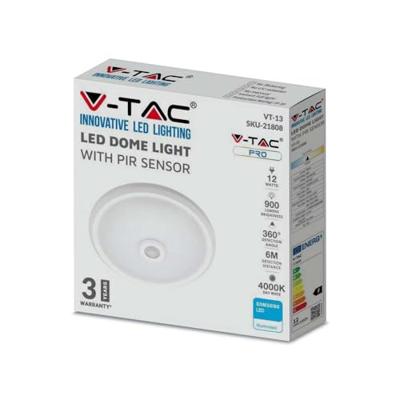 LED Plafondlamp met Sensor - 12W 900lm - 6400K daglicht wit - Rond Ø29cm - Bewegingssensor - Opbouw - Plafonniere - IP20 Voor binnen - Wit