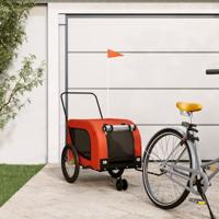 Hondenfietstrailer oxford stof en ijzer oranje en zwart - thumbnail