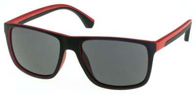 Bernardino zonnebril unisex rechthoekig matzwart/rood (9235 C)