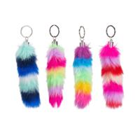 Sleutelhanger Fluffy Regenboogstaart - 13cm - thumbnail