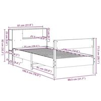 Bed met boekenkast zonder matras massief grenenhout 75x190 cm - thumbnail