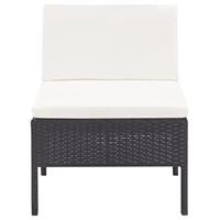 3-delige Loungeset met kussens poly rattan zwart - thumbnail