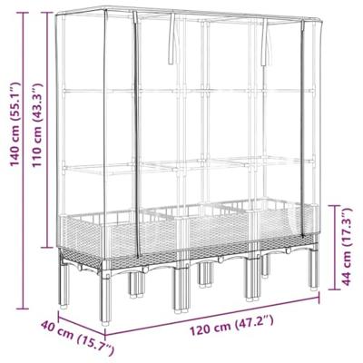 Plantenbak verhoogd met kashoes 120x40x140 cm rattanlook
