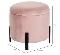 Voetensteun DKD Home Decor Zwart Roze Metaal Fluweel 42 x 42 x 42 cm - thumbnail