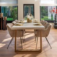 Richmond Eettafel 'Whitebone' Visgraat Eikenhout, 235 x 100cm, kleur Verona Grey - thumbnail