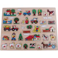 Johntoy Houten knopjespuzzel boerderij 45 x 35 cm - thumbnail