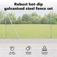 VidaXL Afrasteringspaal zilver 10 x 1,4 m (25 x 25 mm gaas) staal - thumbnail