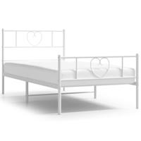 Bedframe met hoofd- en voeteneinde metaal wit 90x190 cm - thumbnail