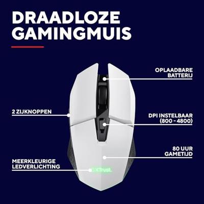 Trust GXT 110W Felox Draadloze Witte Gaming Muis - thumbnail