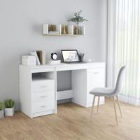 Bureau 140x50x76 cm bewerkt hout wit - thumbnail