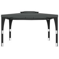 Prieel met dubbel dak 3,98x2,98 m staal antracietkleurig - thumbnail