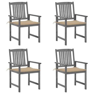 Tuinstoelen 4 st met kussens massief acaciahout grijs