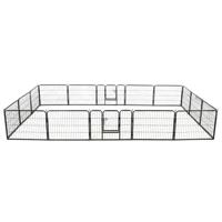 Hondenren met 16 panelen 60x80 cm staal zwart - thumbnail