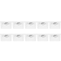 Vierkante Inbouwspot GU10 - Kantelbaar Wit Aluminium - 10 Pack - 105mm - thumbnail