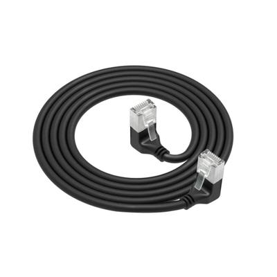 ACT Zwarte 1.5 meter U/FTP CAT6A LSZH Slimline patchkabel met RJ45 connectoren 90° haaks beneden na ACT Zwarte 1.5 meter U/FTP CAT6A LSZH Slimline patchkabel met RJ45 connectoren 90° haaks beneden na