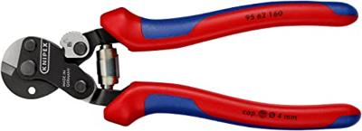 Knipex Staaldraadschaar | Voor zeer stevige draadkabels | Meer-componentengrepen | Gebruineerd | Lengte 160 mm - 95 62 160 SB Knipex Staaldraadschaar | Voor zeer stevige draadkabels | Meer-componentengrepen | Gebruineerd | Lengte 160 mm - 95 62 160 SB
