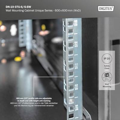 Digitus DN-19 07U-6/6-SW rack 7U Wandrek Zwart